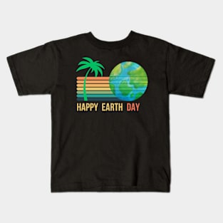 RETRO SUNSET EARTH DAY Kids T-Shirt